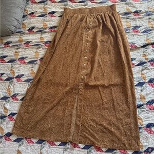 Vintage Tan Maxi Skirt with Button Accents